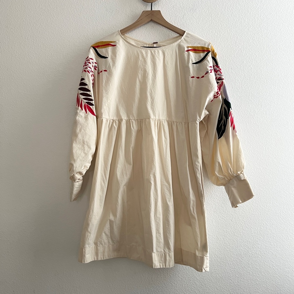 Free People Cream Dress with Multicolor Embroidery